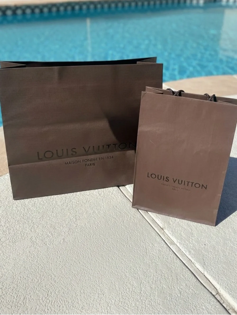 Louis Vuitton Bronze Shopping Bag Set Large & Small Boutique Packaging